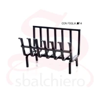 HEAVY WROUGHT IRON LUX LOG HOLDER WITH LEAF 40 CM