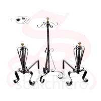 LARGE ECO WROUGHT IRON ANDIRONS SET OF 2