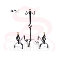 WROUGHT IRON PINECONE LARGE ANDIRONS SET OF 2