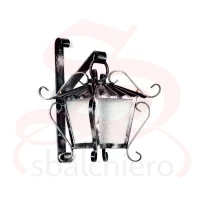 WROUGHT IRON LANTERN WITH ARM SMALL