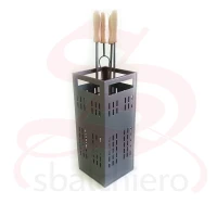 SHEET METAL CONTAINER FIREPLACE TOOL SET