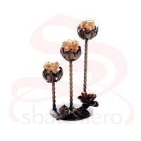 WROUGHT IRON ZINNIA CANDLE HOLDER