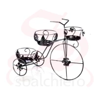 WROUGHT IRON PLANT STAND BICYCLE 3 SEATS