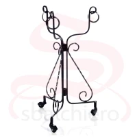 WROUGHT IRON PLANT STAND MEDIEVAL WITH WHEELS