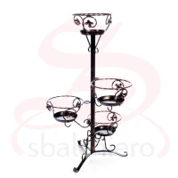 WROUGHT IRON PLANT STAND ZINNIA 4 SEATS